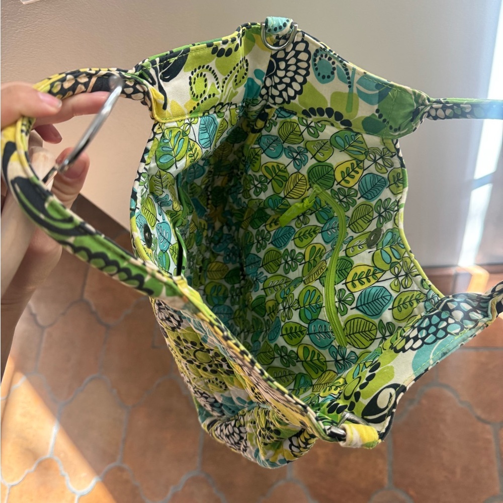 Vera Bradley Quilted Floral Tote Green Blue Vintage Print Shoulder Bag Paisley - Picture 4 of 8